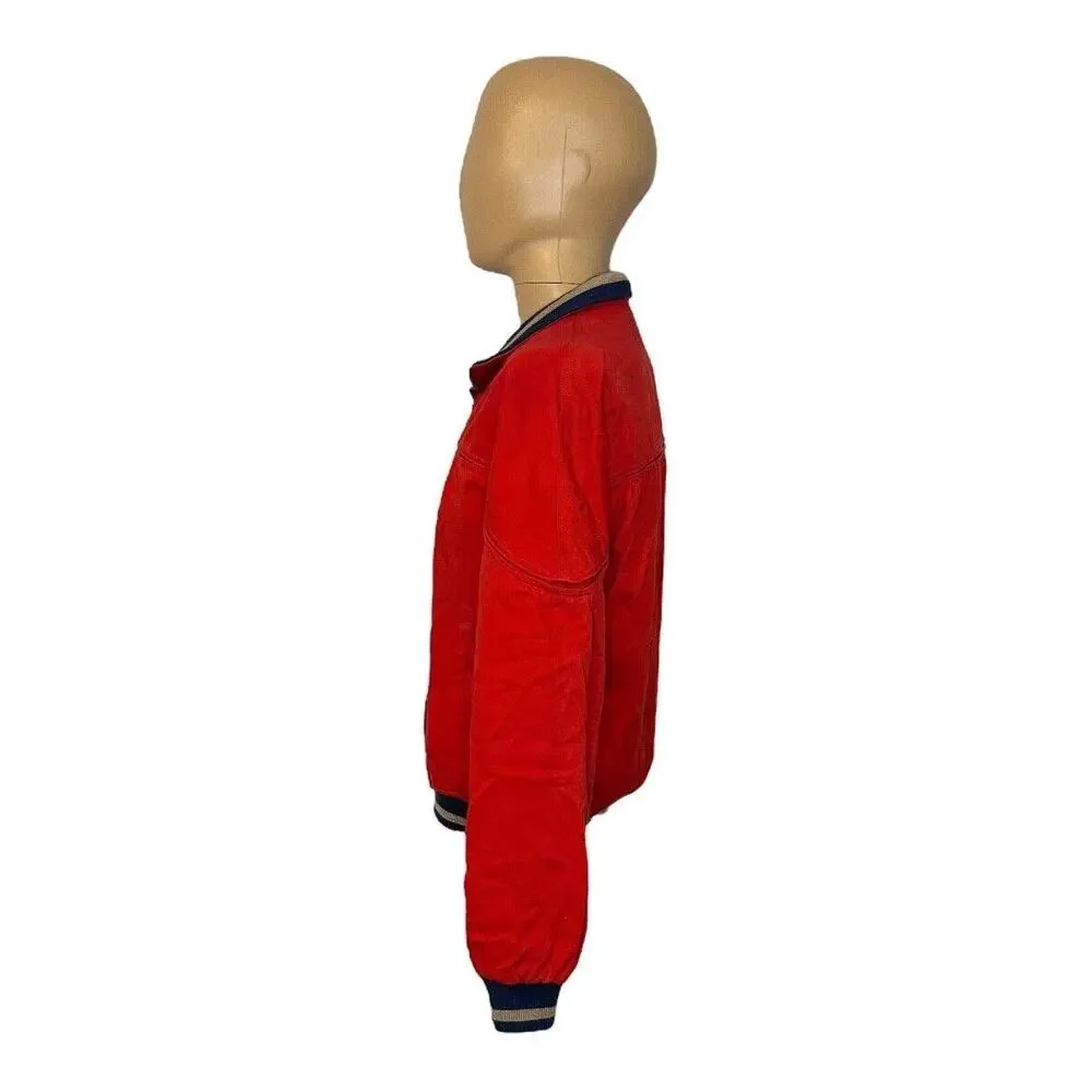 Vintage Mens Sansabelt Sport Jacket Red Full Zip Coat Pockets Size Medium